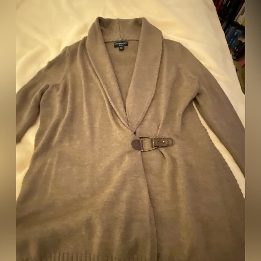 Cynthia Rowley Shawl Collar Sweater Button Tab Closure! Size 1X